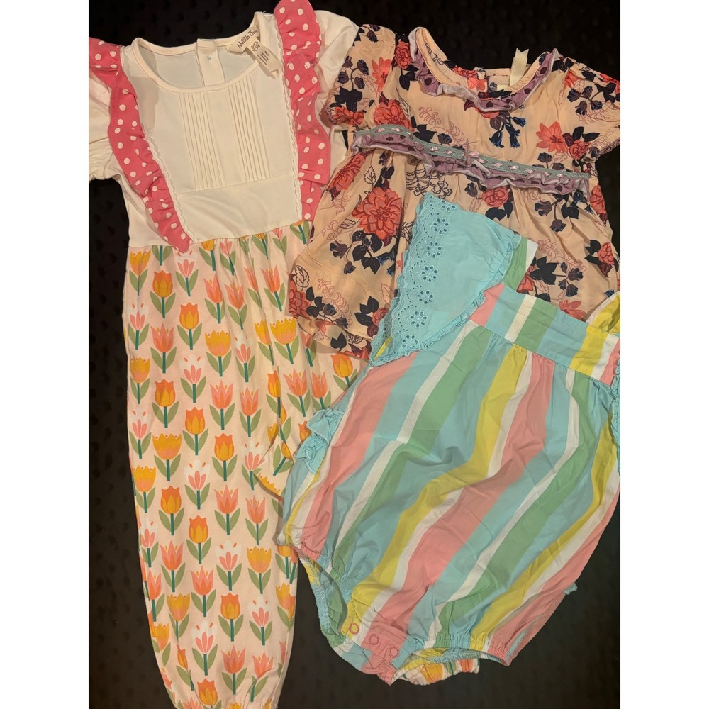 Matilda Jane Floral Top Stripe Ruffle Suit & Button Jumper NWOT & EUC 18 24 LOT